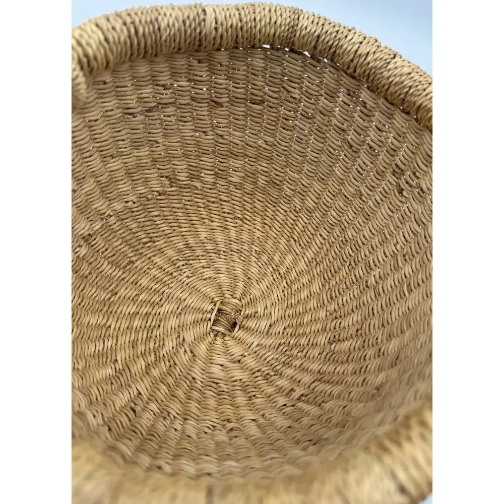 Handmade Bolga Basket Ghana Garden Small Herb Gathering Woven Elephant Grass 9